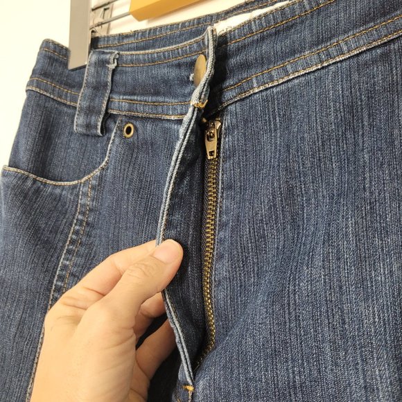 Semplice Blue High Rise Cropped Wide Leg Jeans Ankle Length Cut Pockets Size 8 - Picture 4 of 14